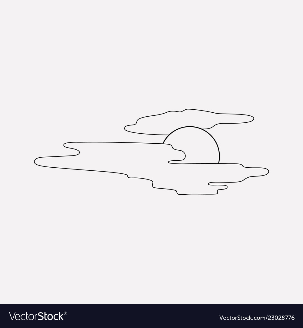 Moon with cloud icon line element