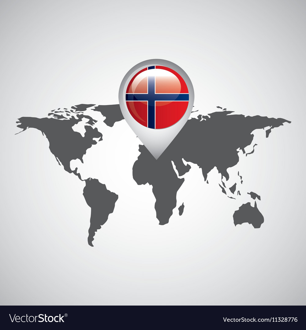 Norway flag pin map design icon