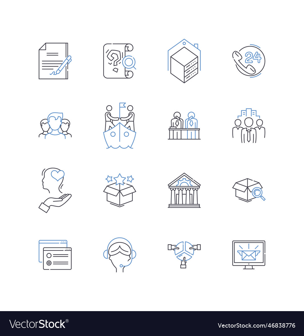Resource allocation line icons collection vector image Resource allocation line icons collection
