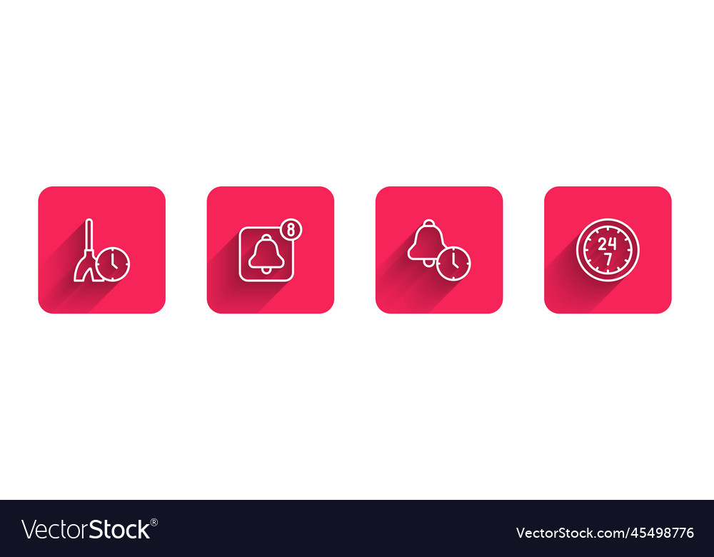 Set line cleaning time alarm clock app mobile vector image Set line cleaning time alarm clock app mobile