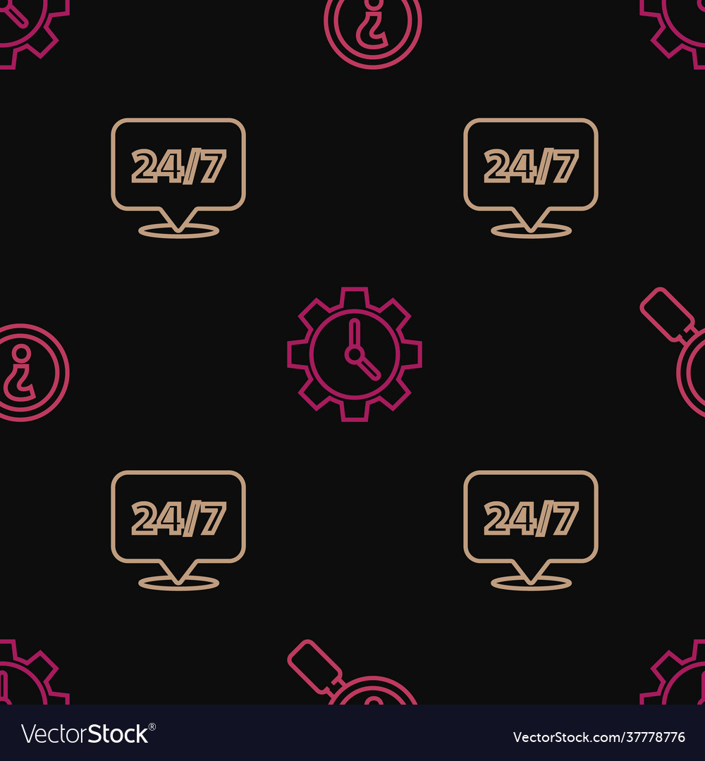 Set line unknown search clock 24 hours and time vector image Set line unknown search clock 24 hours and time