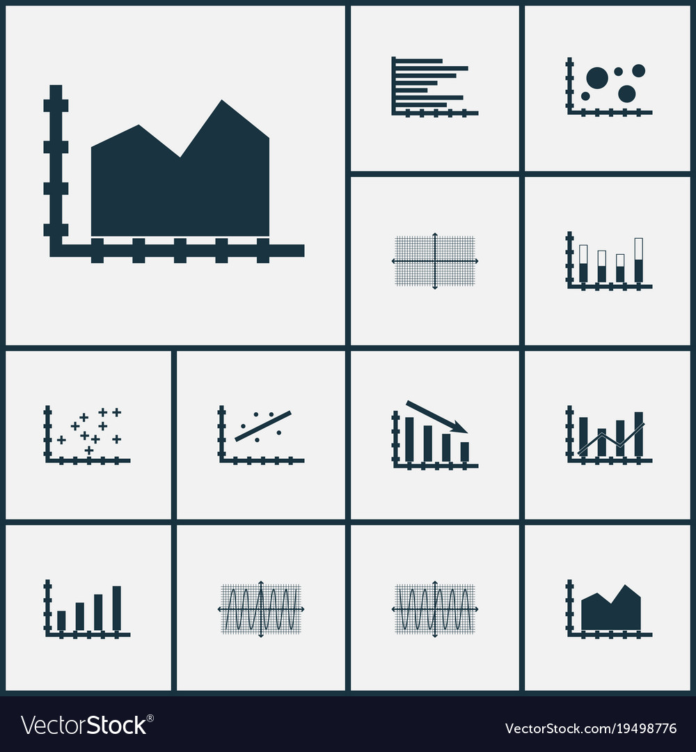 Set of graphs diagrams and statistics icons