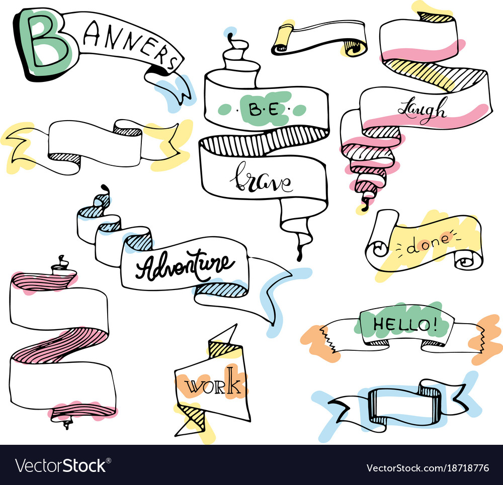 Set of hand drawn paper notes lists