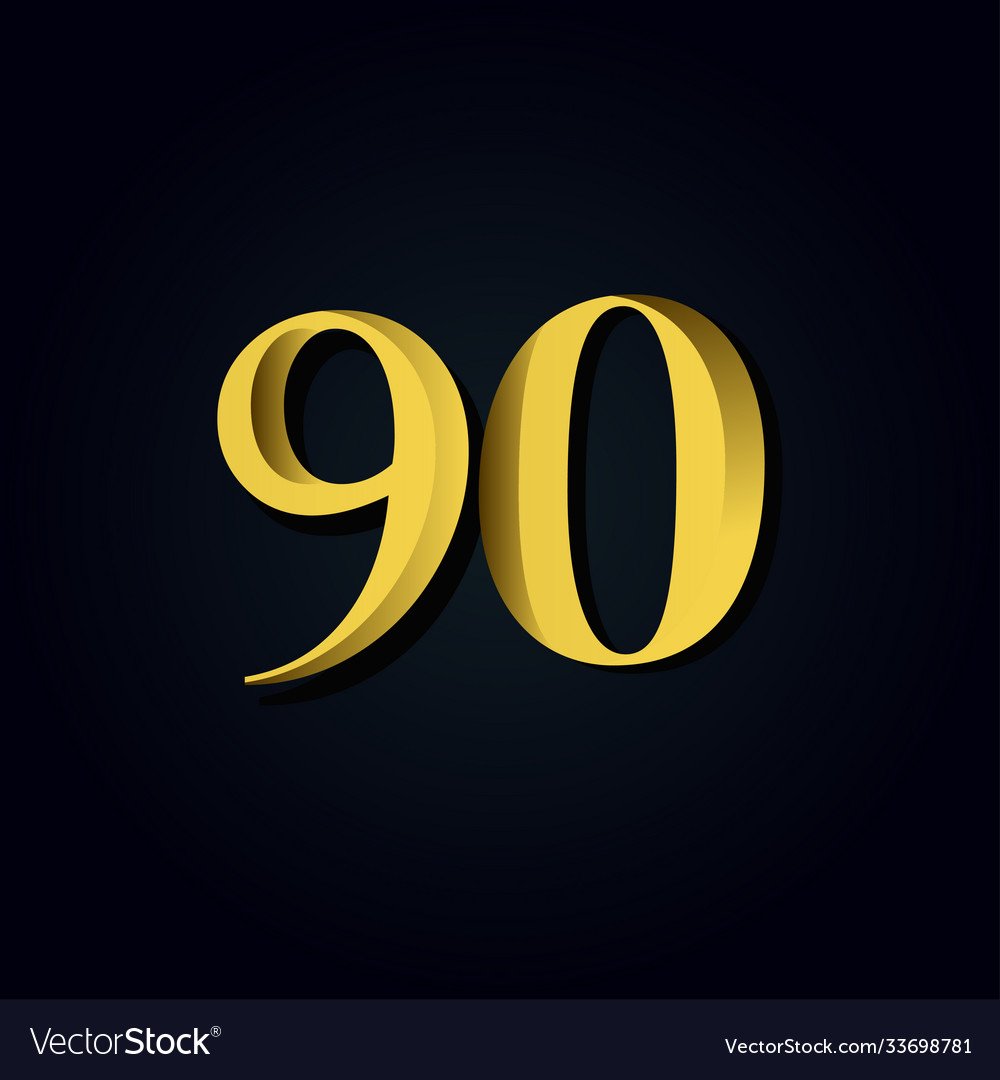 90 years anniversary gold number template design Vector Image