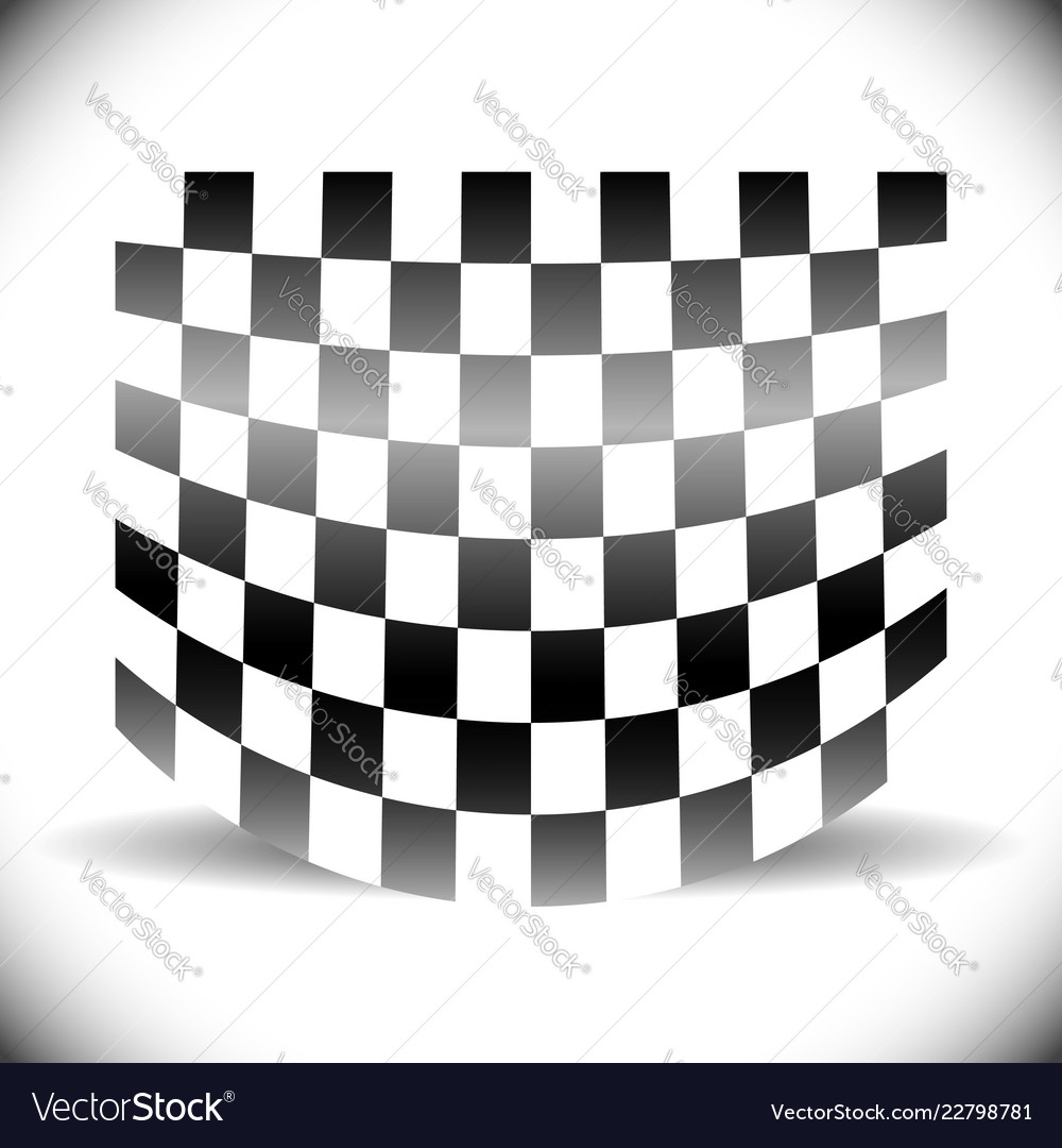 Abstract checkered flag on white with shadow