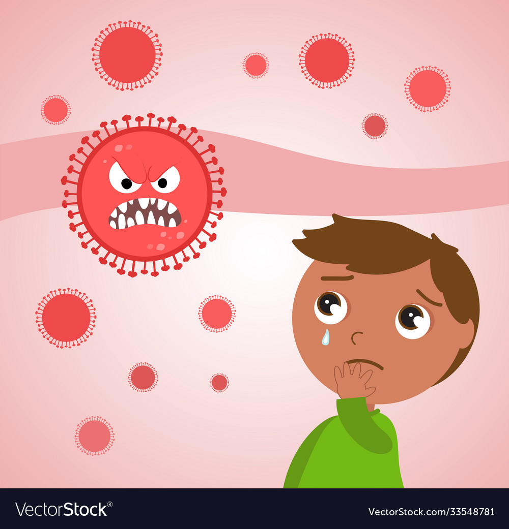 Junge erschreckt covid-19 Virus