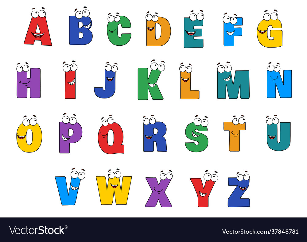 Cartoon alphabet Royalty Free Vector Image - VectorStock