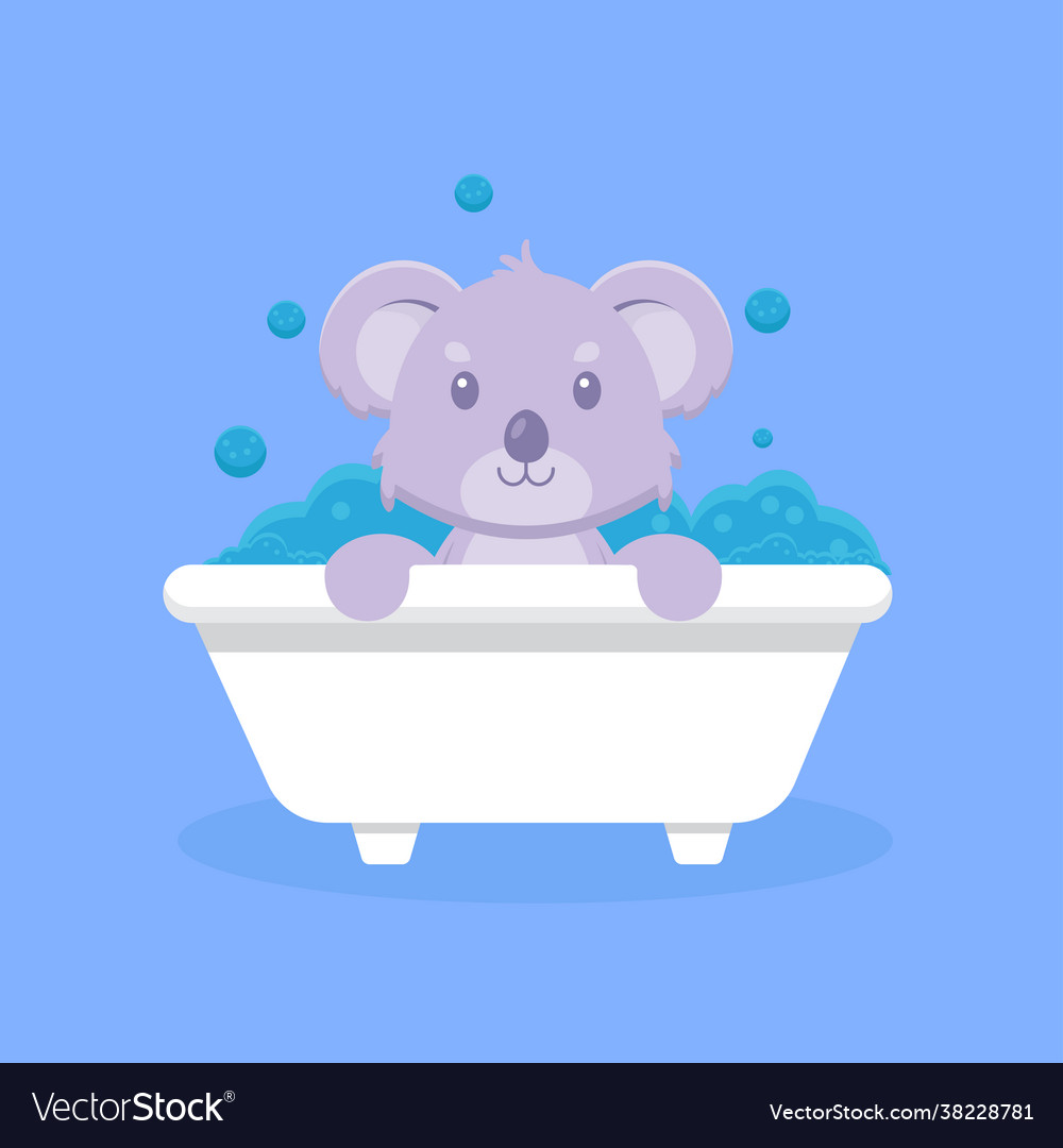 Cute koala take bath cartoon character Royalty Free Vector