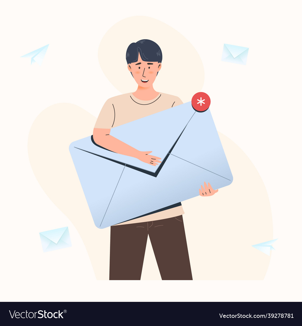 Email message sending and receiving concept man