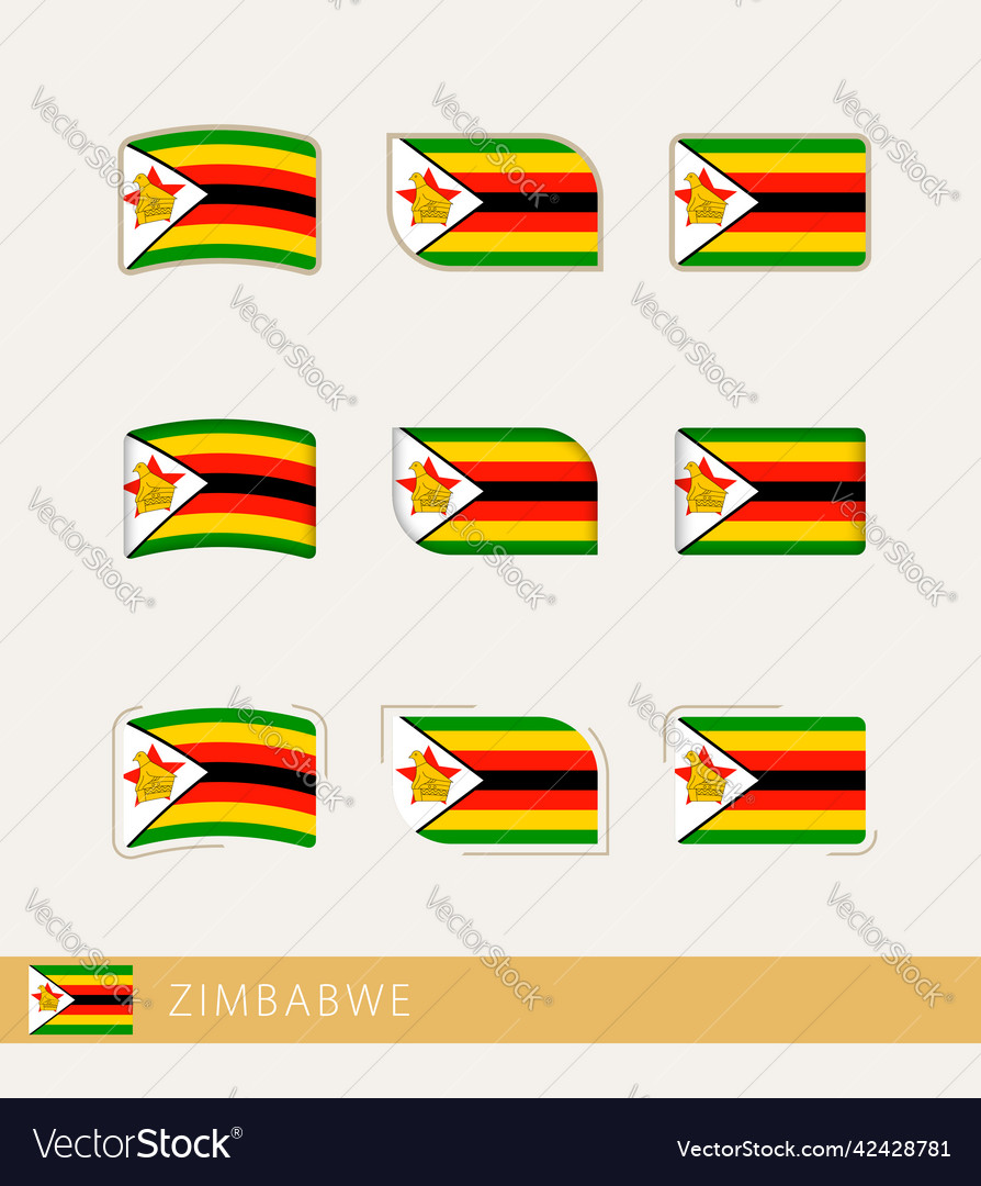 Vector Flags Of Zimbabwe Collection Of Zimbabwe Flags Stock Vector ...