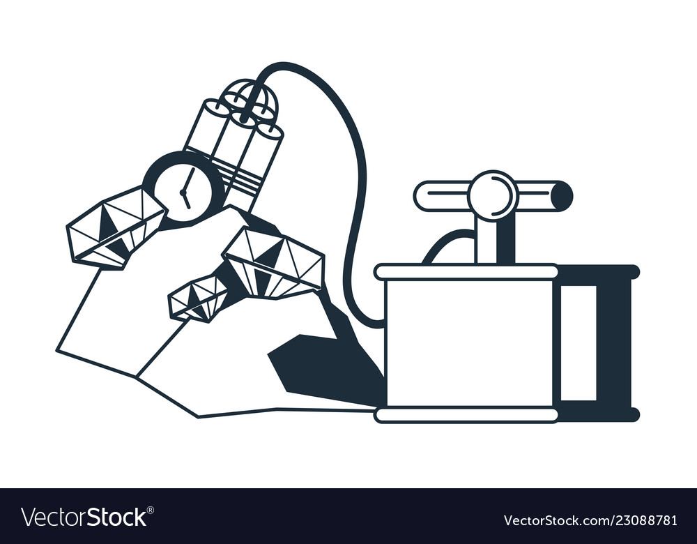 Mining tools and elements black white vector image Mining tools and elements black white
