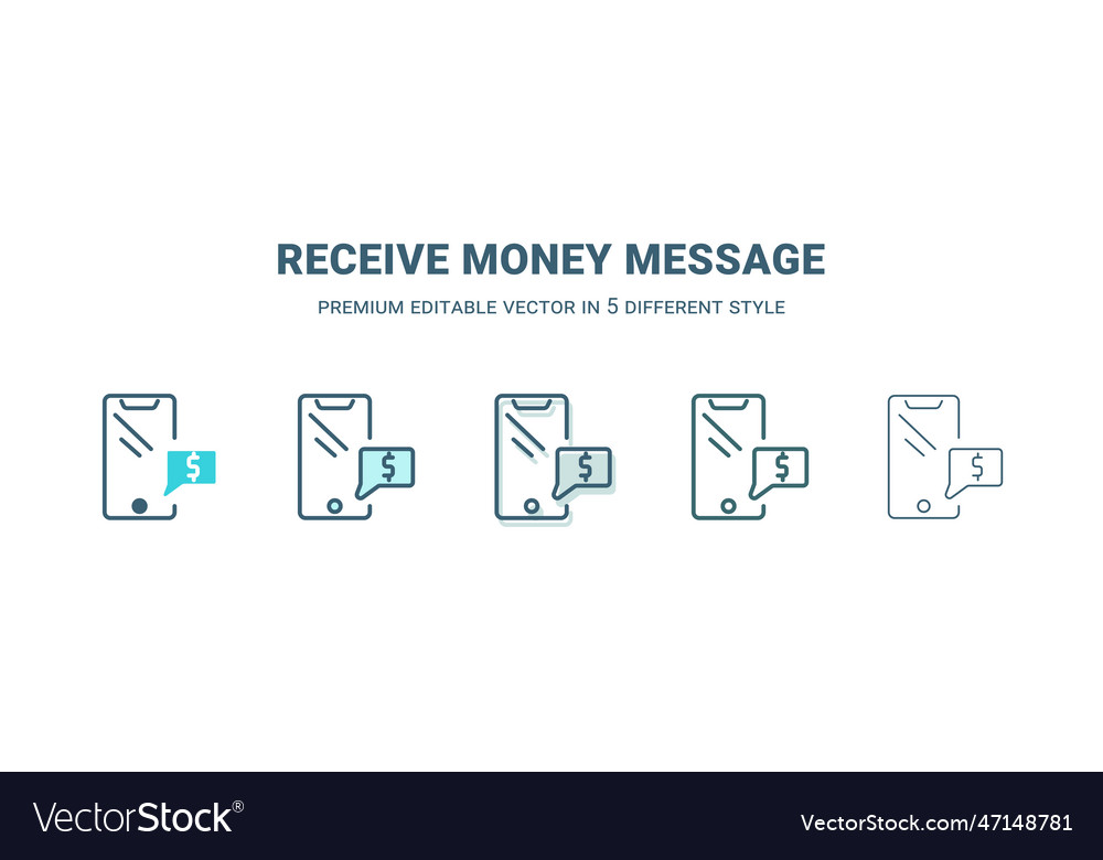 Receive money message icon in 5 different style