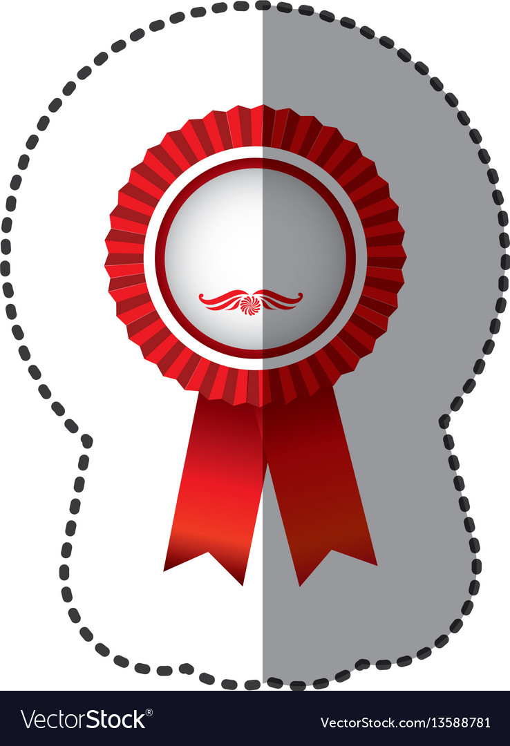 Red round emblem with ribbon icon Royalty Free Vector Image