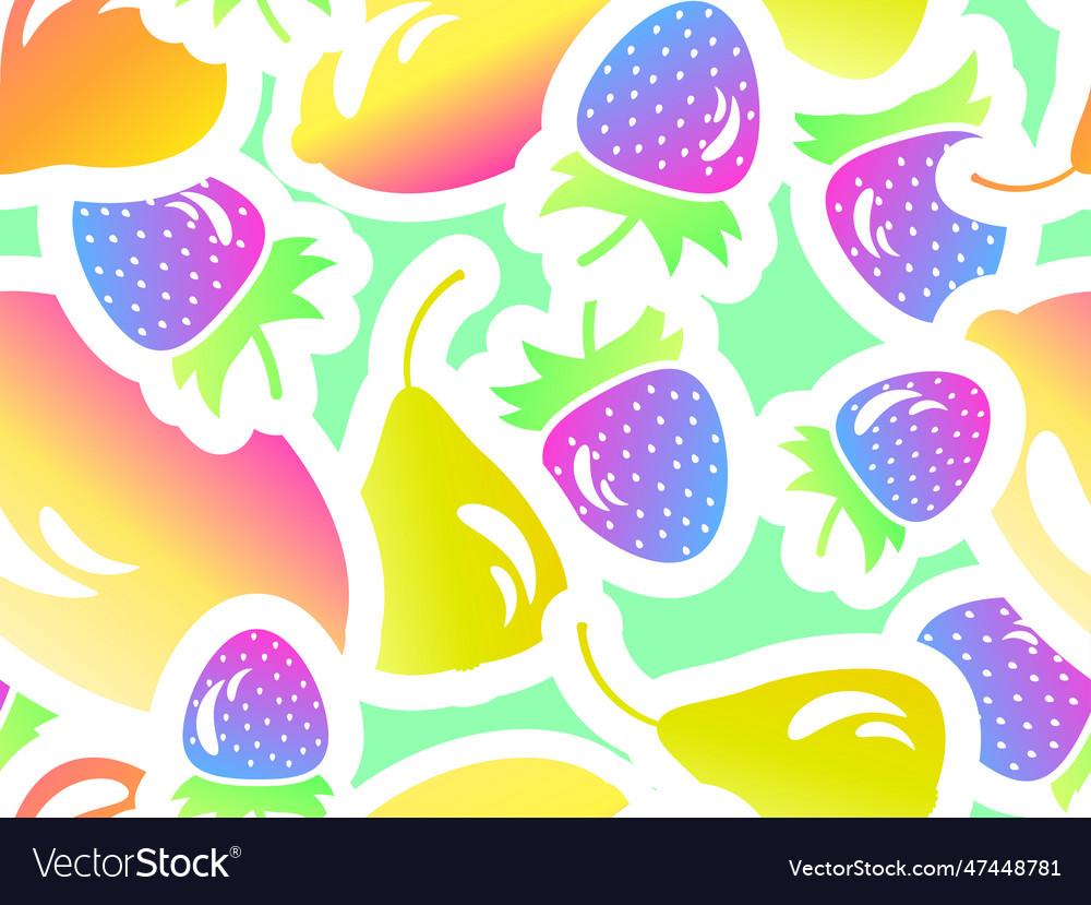 Seamless pattern with strawberry lemon and pear vector image Seamless pattern with strawberry lemon and pear