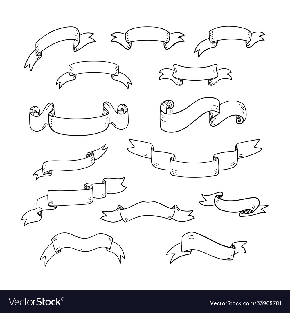 Set sketch ribbons Royalty Free Vector Image - VectorStock