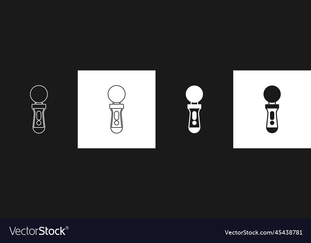 Set vr controller game icon isolated on black vector image Set vr controller game icon isolated on black