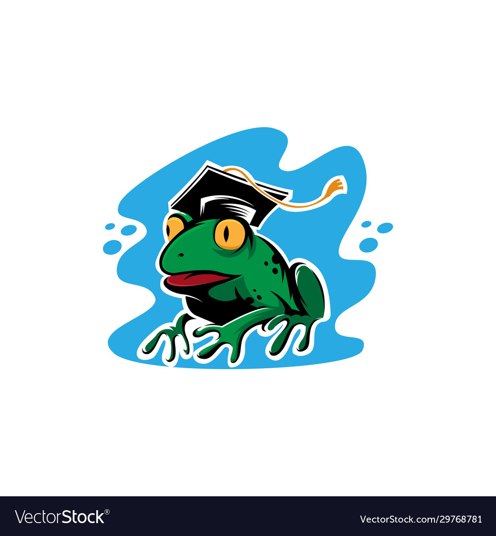 Smart Frog With Graduation Hat Logo Icon Vector Image