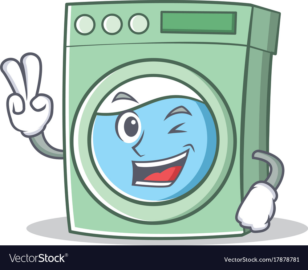 Two finger washing machine character cartoon Vector Image