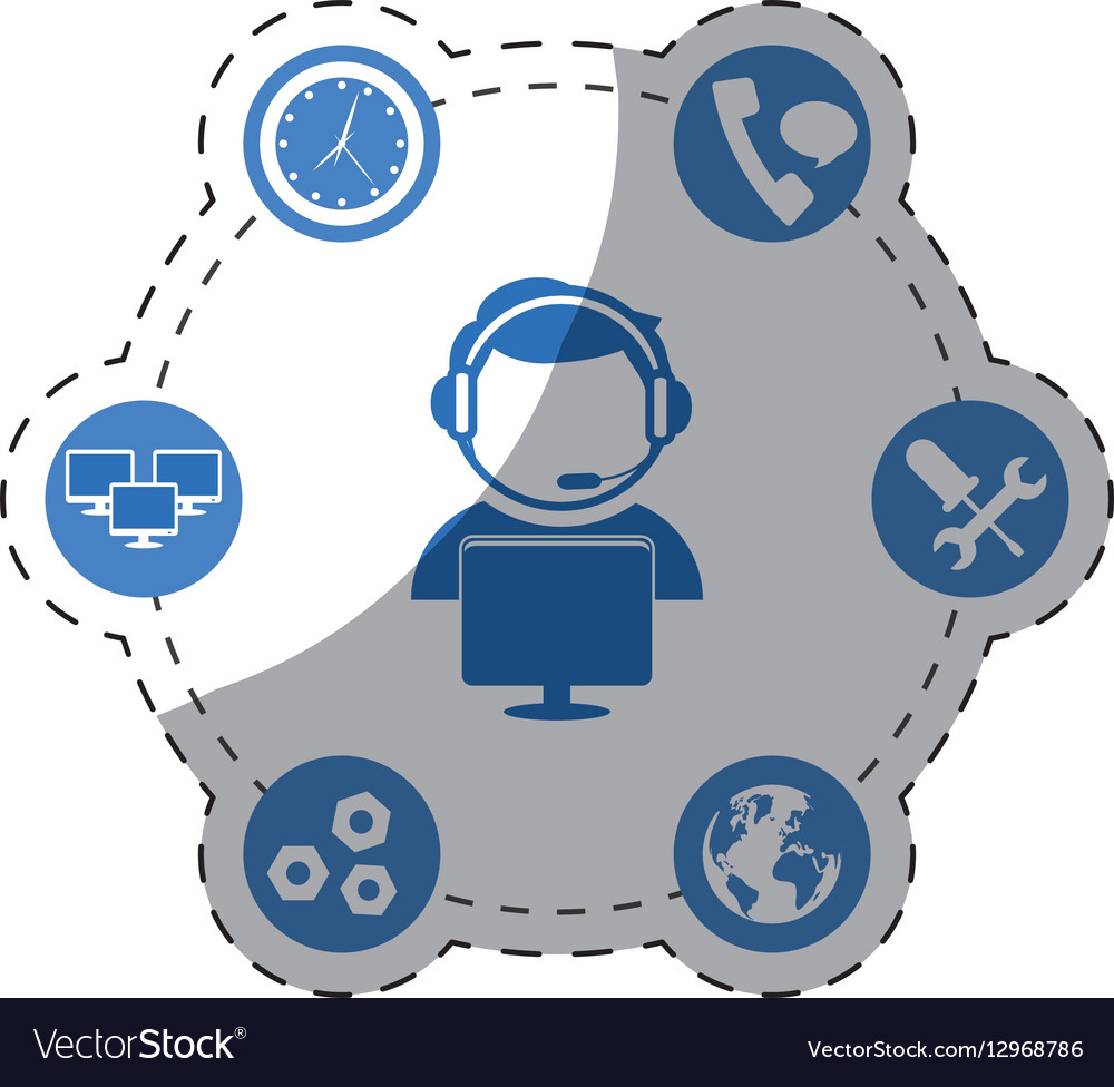 Call center telemarketing tech service worker