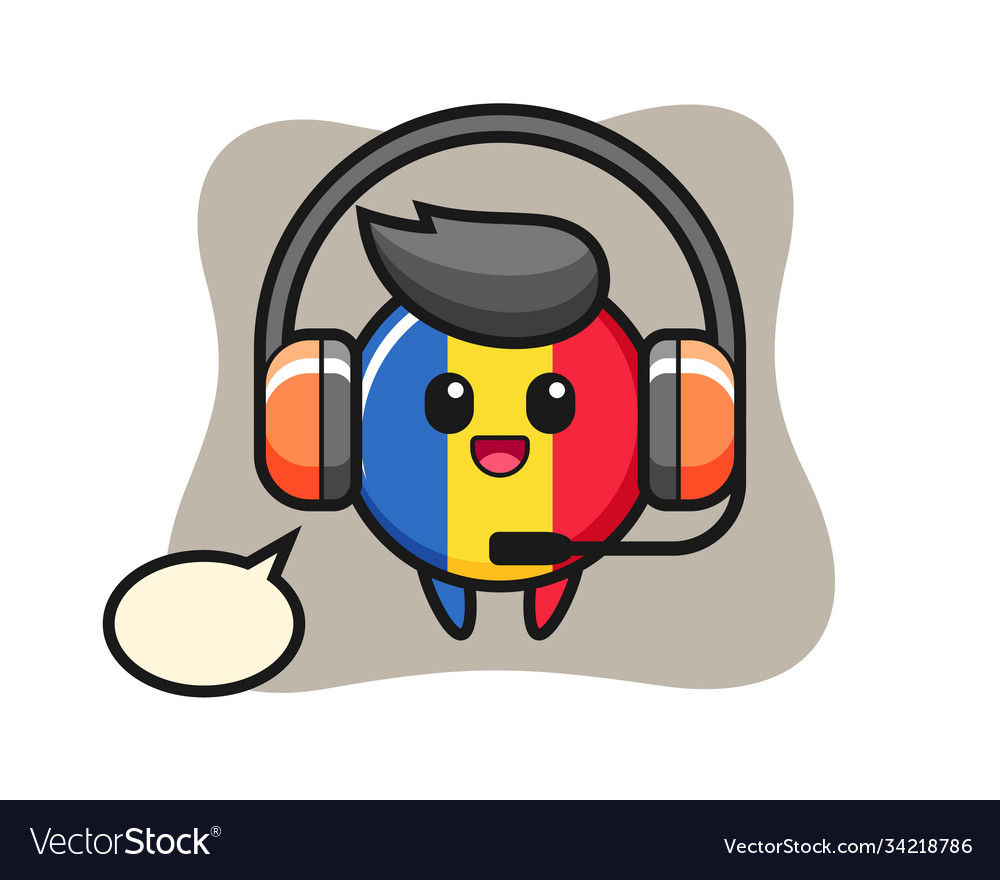 Cartoon mascot romania flag badge Royalty Free Vector Image