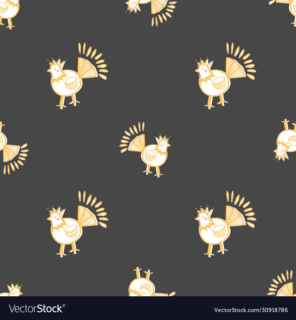Chicken folklore print seamless repeat pattern vector image Chicken folklore print seamless repeat pattern