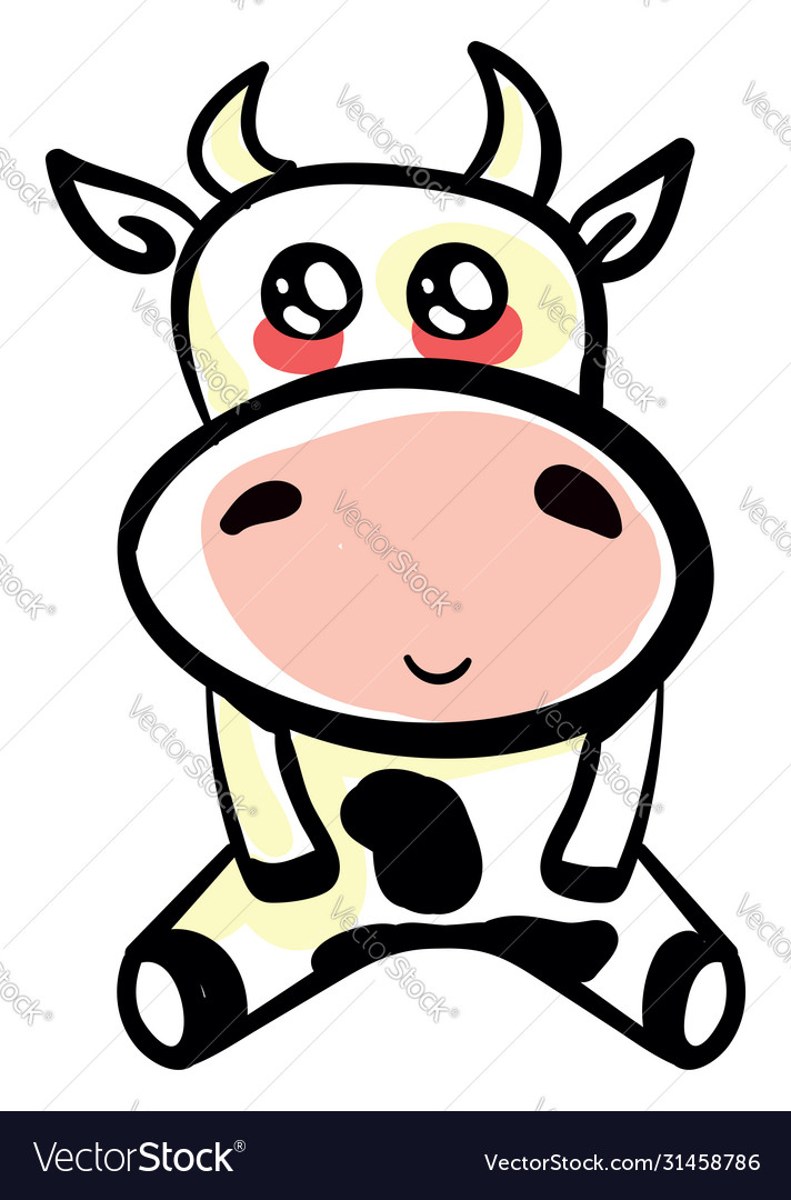 Cute cow on white background Royalty Free Vector Image