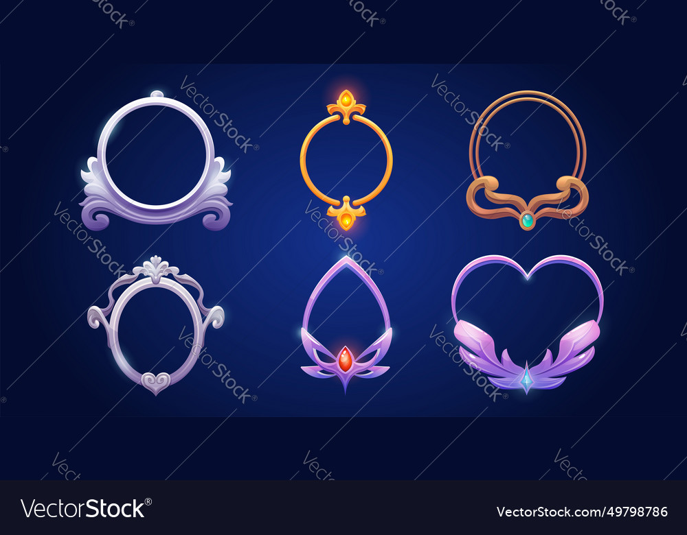 Decorative metallic frame for game ui design Vector Image