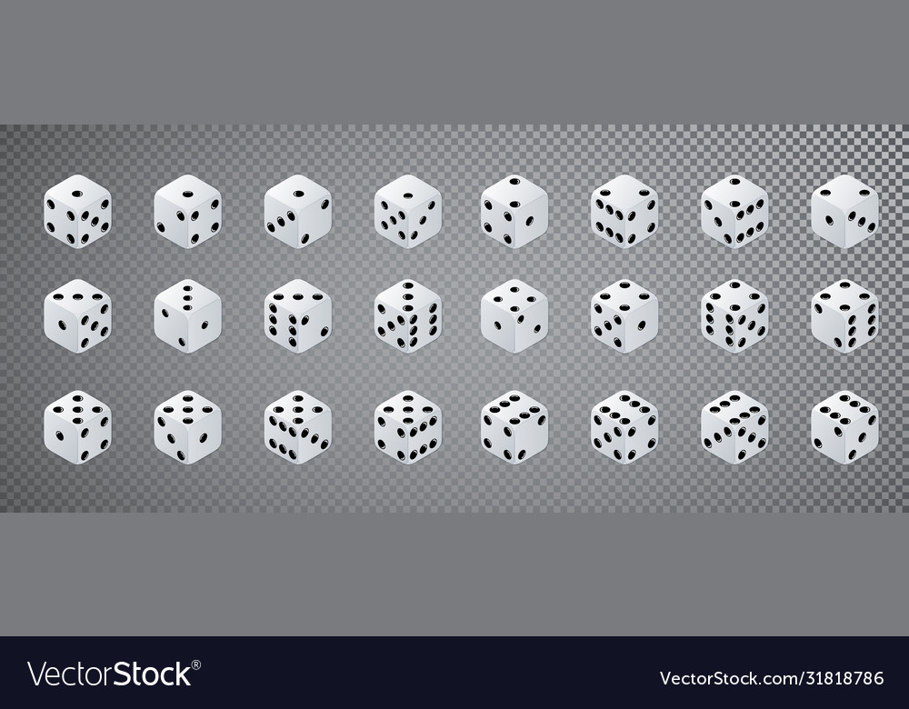 Dice isometric variants white game cubes isolated vector image Dice isometric variants white game cubes isolated
