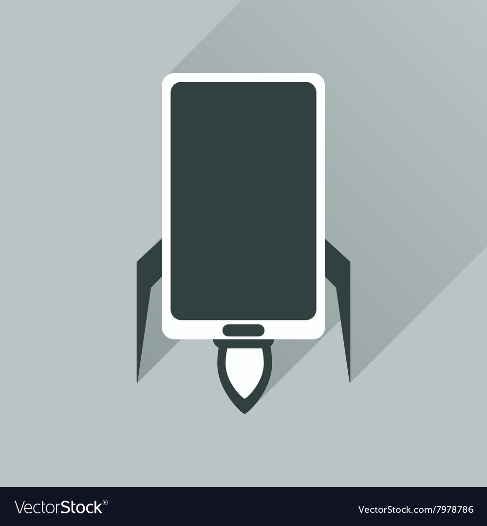 Flat web icon with long shadow mobile rocket