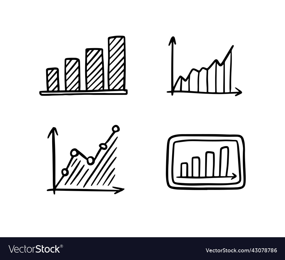 Growth chart doodle outline diagram profit