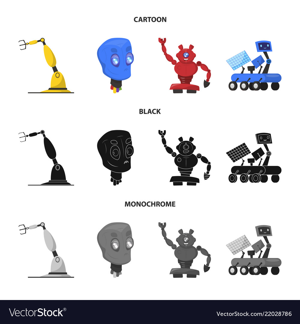 Isolated object of robot and factory logo set vector image Isolated object of robot and factory logo set