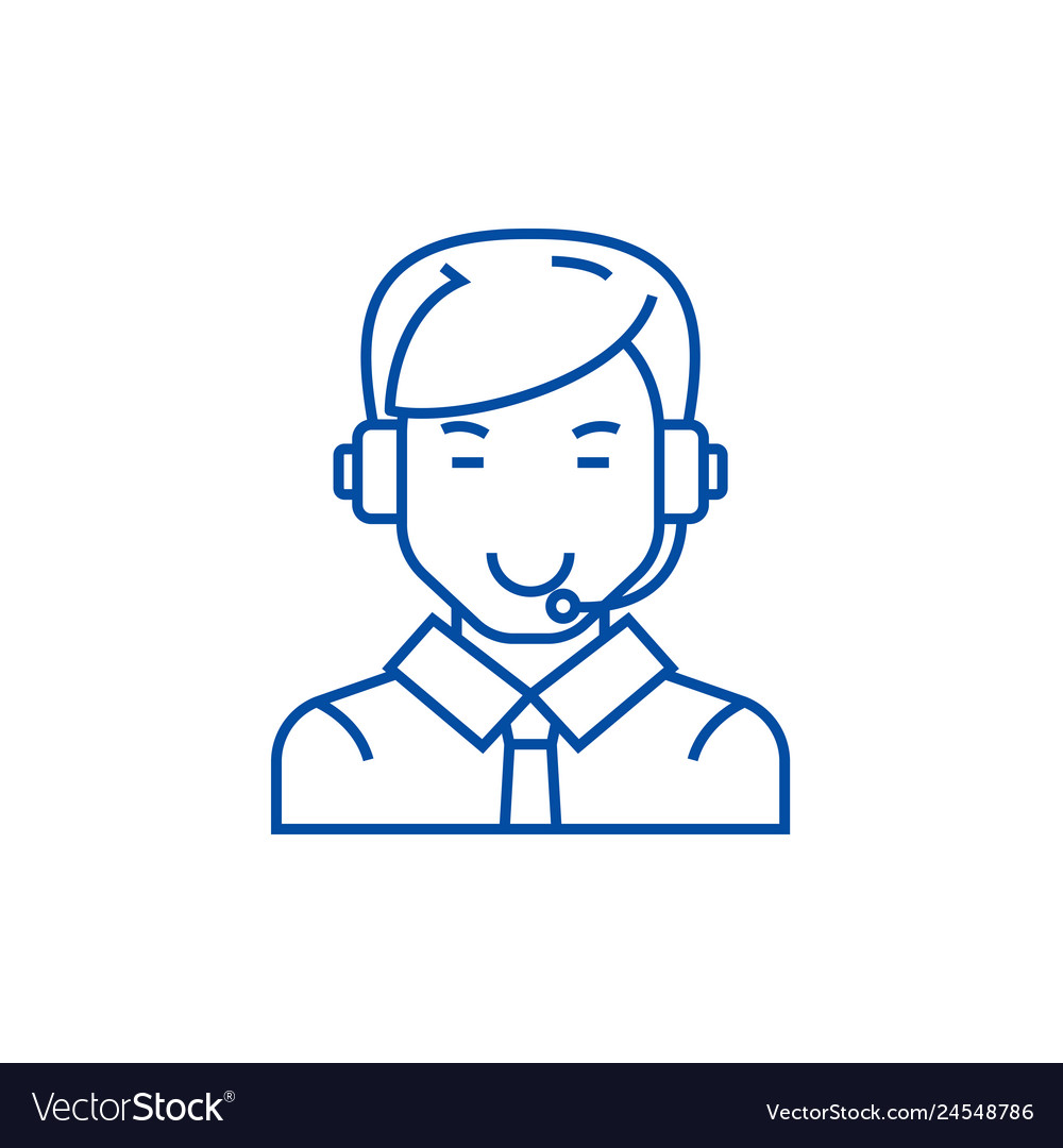 Man with headset line icon concept