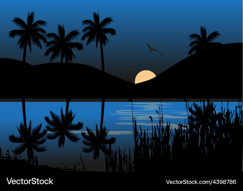 Moonlight over lake Royalty Free Vector Image - VectorStock