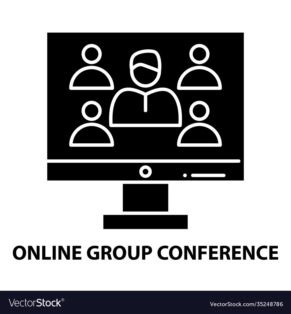 Online group conference icon black sign