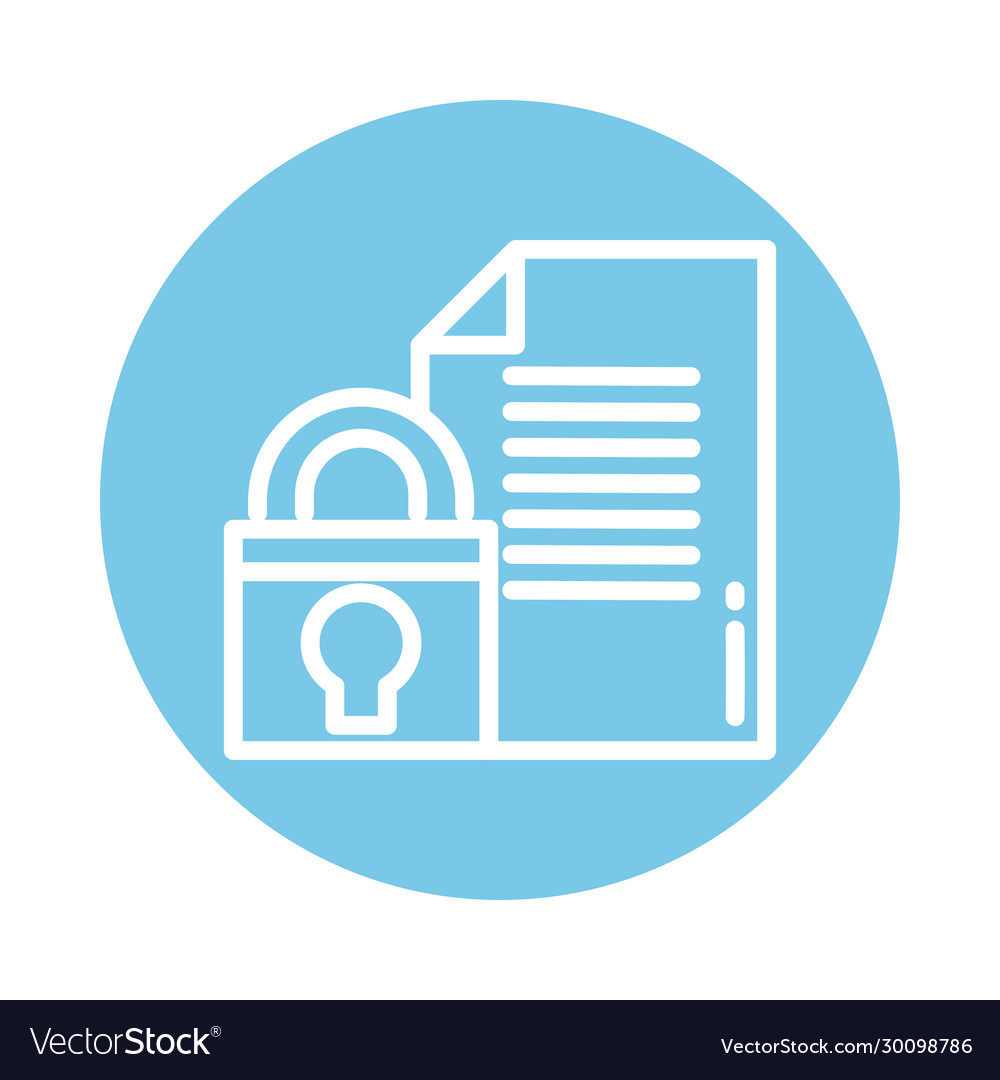 Padlock with document block and flat style icon