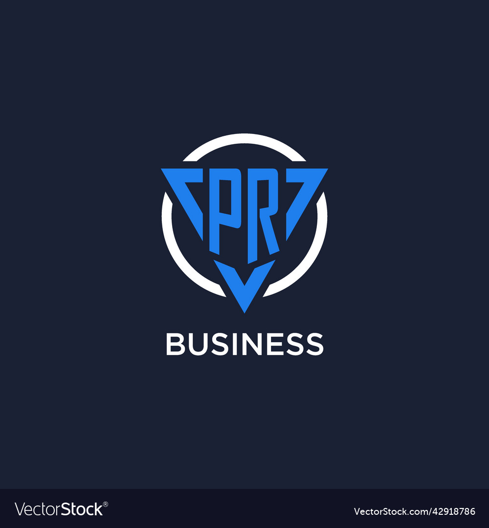 Pr monogram logo with triangle shape and circle