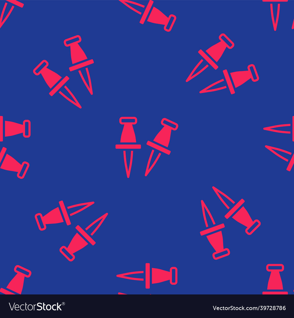 Red push pin icon isolated seamless pattern