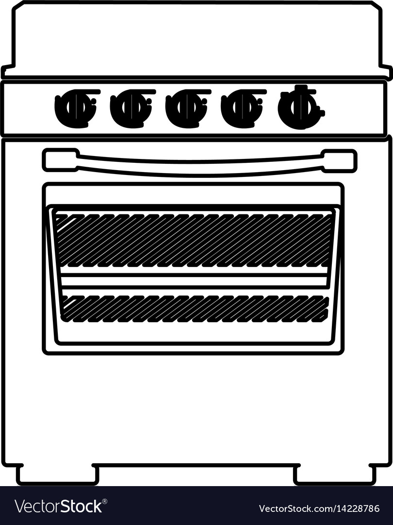 Sketch silhouette of stove with oven