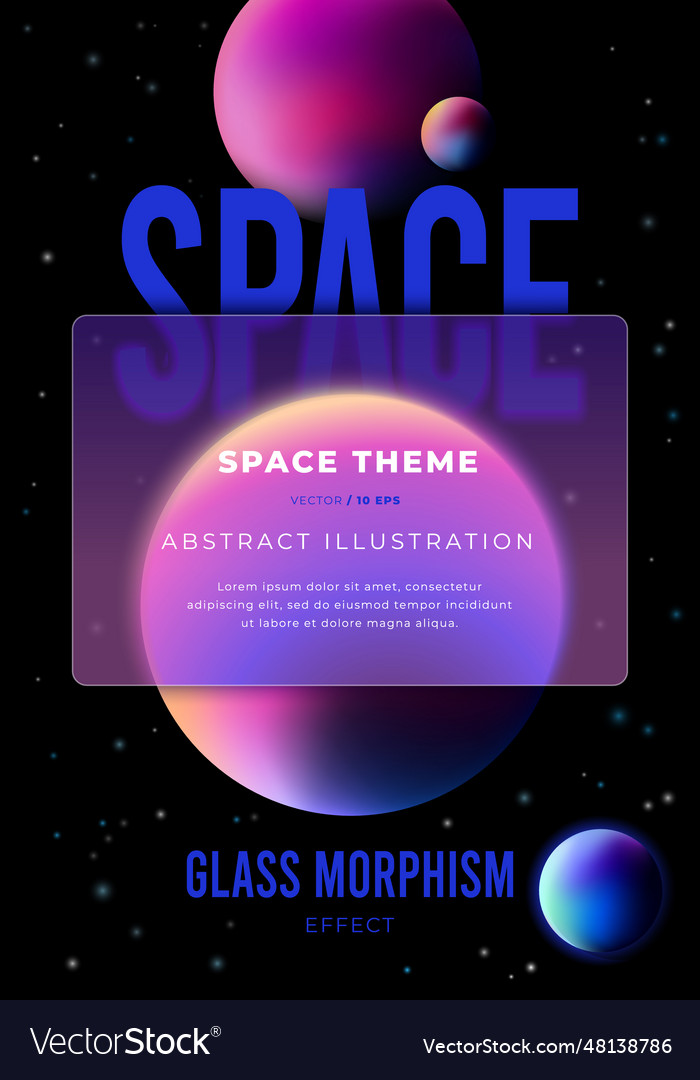 Space theme glassmorphism style web concept