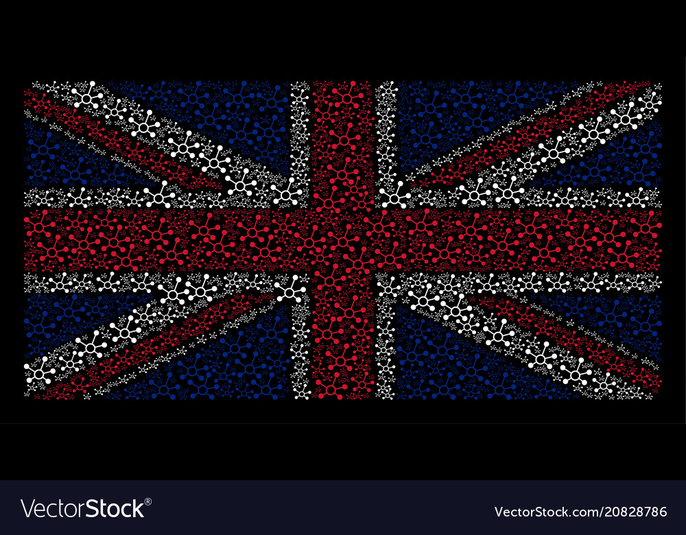 Uk flag pattern of connection links icons vector image Uk flag pattern of connection links icons