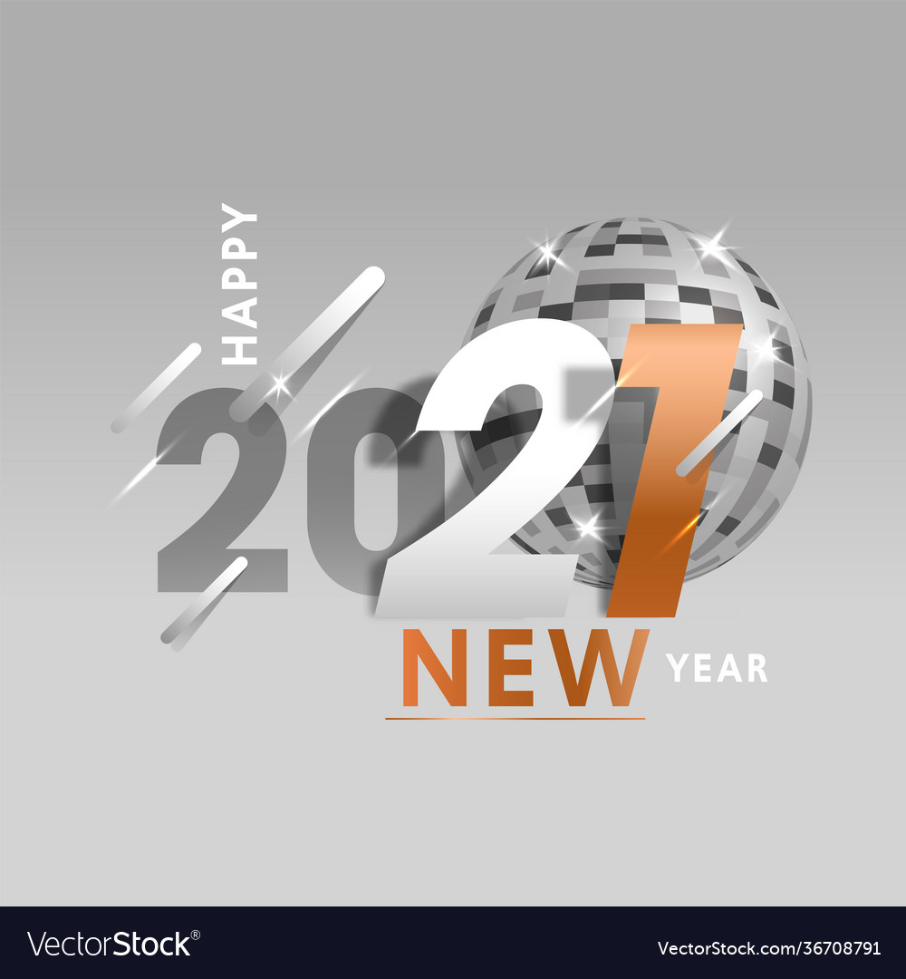 2021 happy new year text with realistic disco