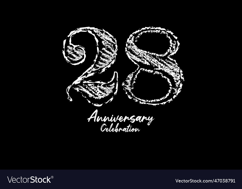 28 years anniversary celebration logotype white Vector Image