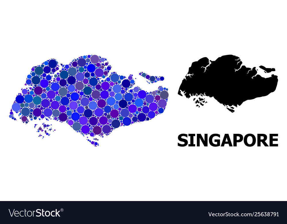 Blaue Kreis Mosaik Karte singapore