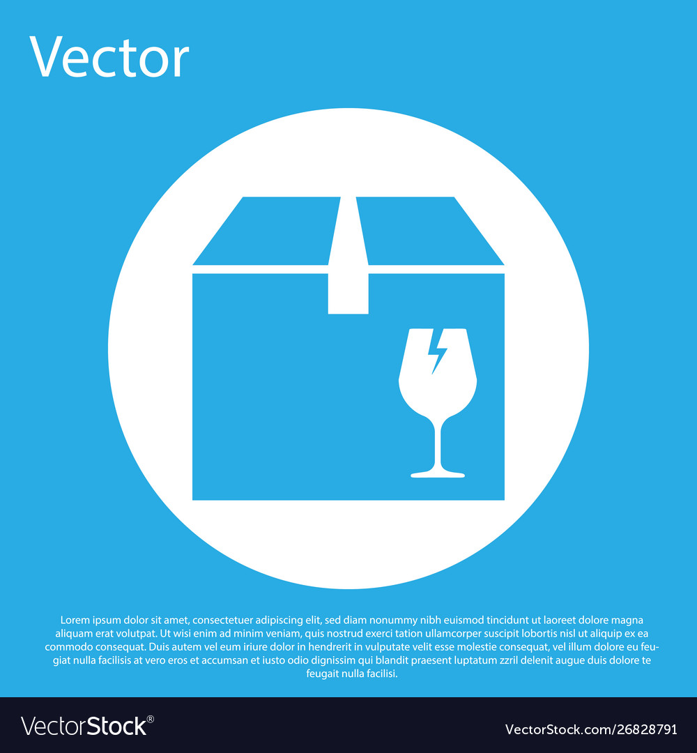 Blue delivery package box with fragile content Vector Image Blue delivery package box with fragile content