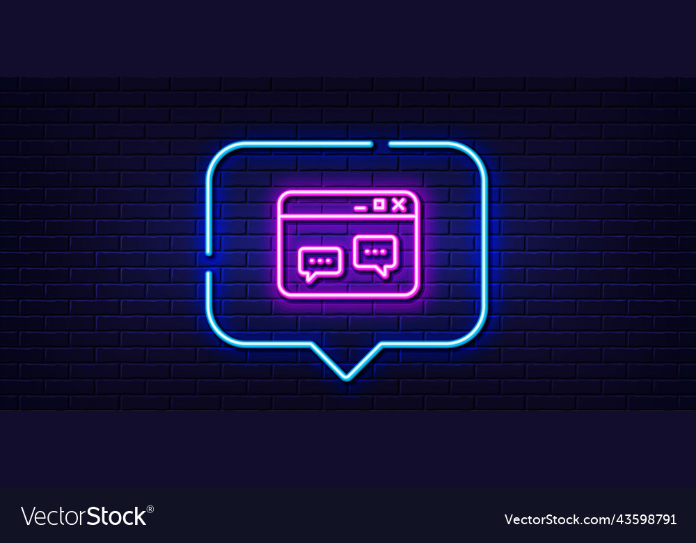Browser window line icon chat speech bubbles