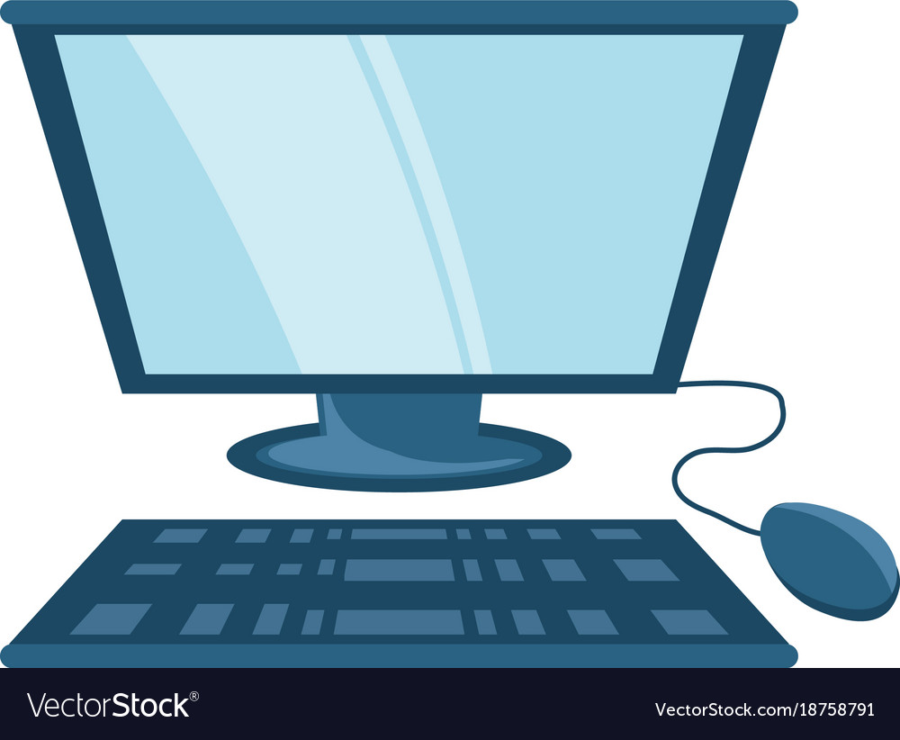Computer with keyboard and mouse icon