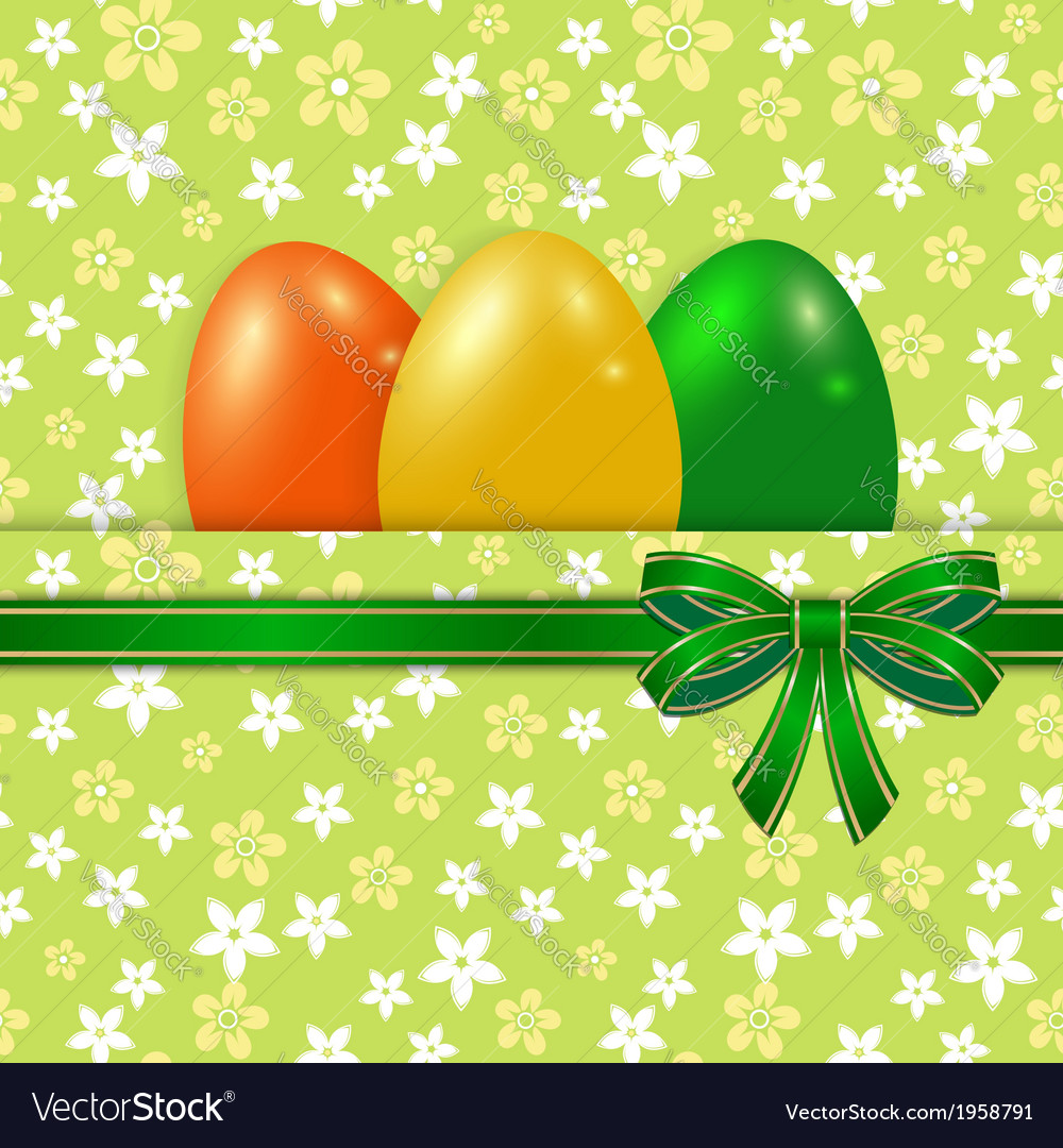 Easter card template with bow green