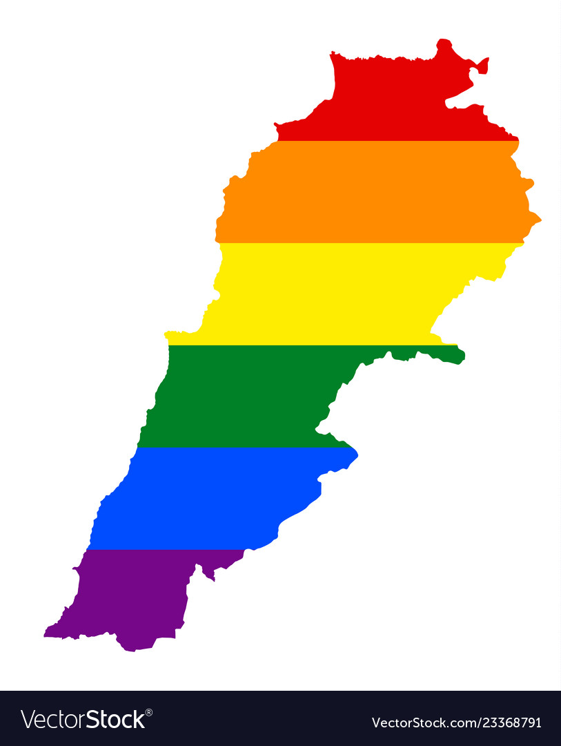 Lgbt flag map of lebanon rainbow