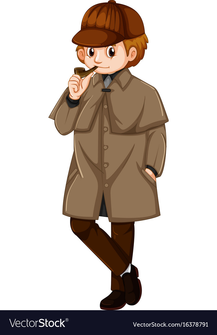 Man in brown jacket with smoking pipe Royalty Free Vector