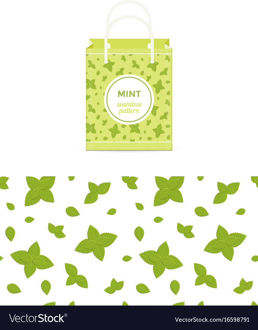 Mint colorful seamless pattern and shopping